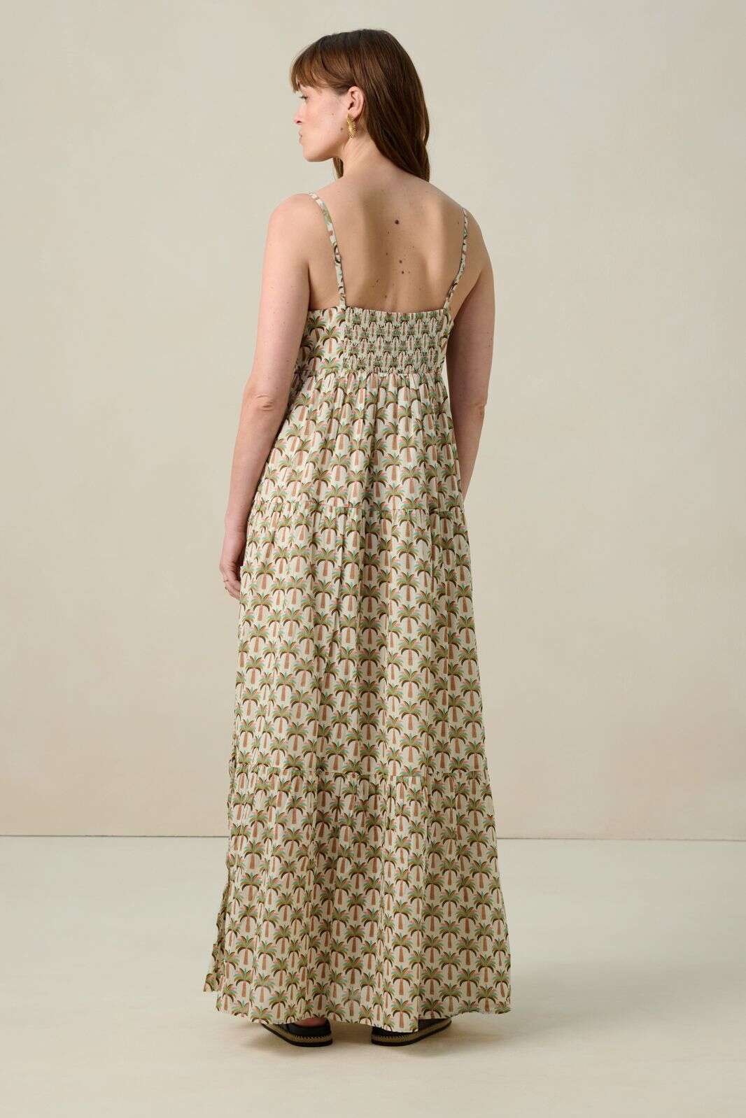 Multicolour maxi jurk met palmboom print