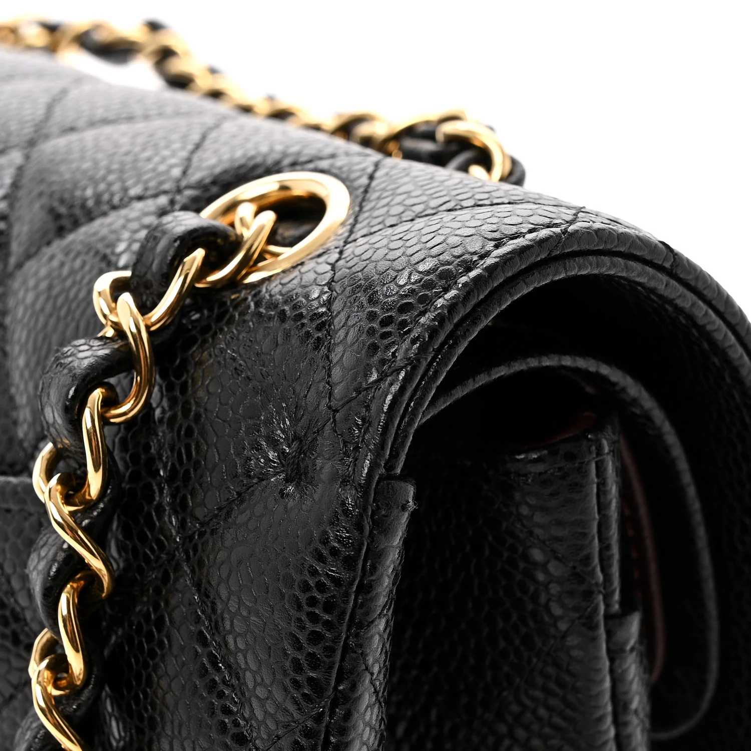 Caviar Quilted Small Double Flap Black
