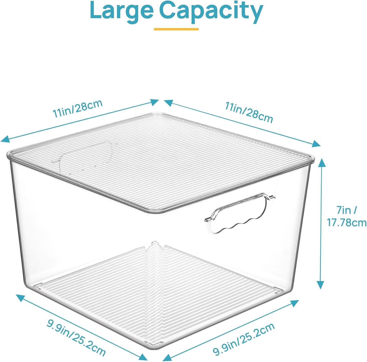 Vtopmart 6 Pack Extra Large Clear Stackable Storage Bins with Lids, 11-inch Organizer Bins with Handle for Onions and Potatoes, Plastic Containers for Pantry, Freezer, Kitchen, Closet Organization