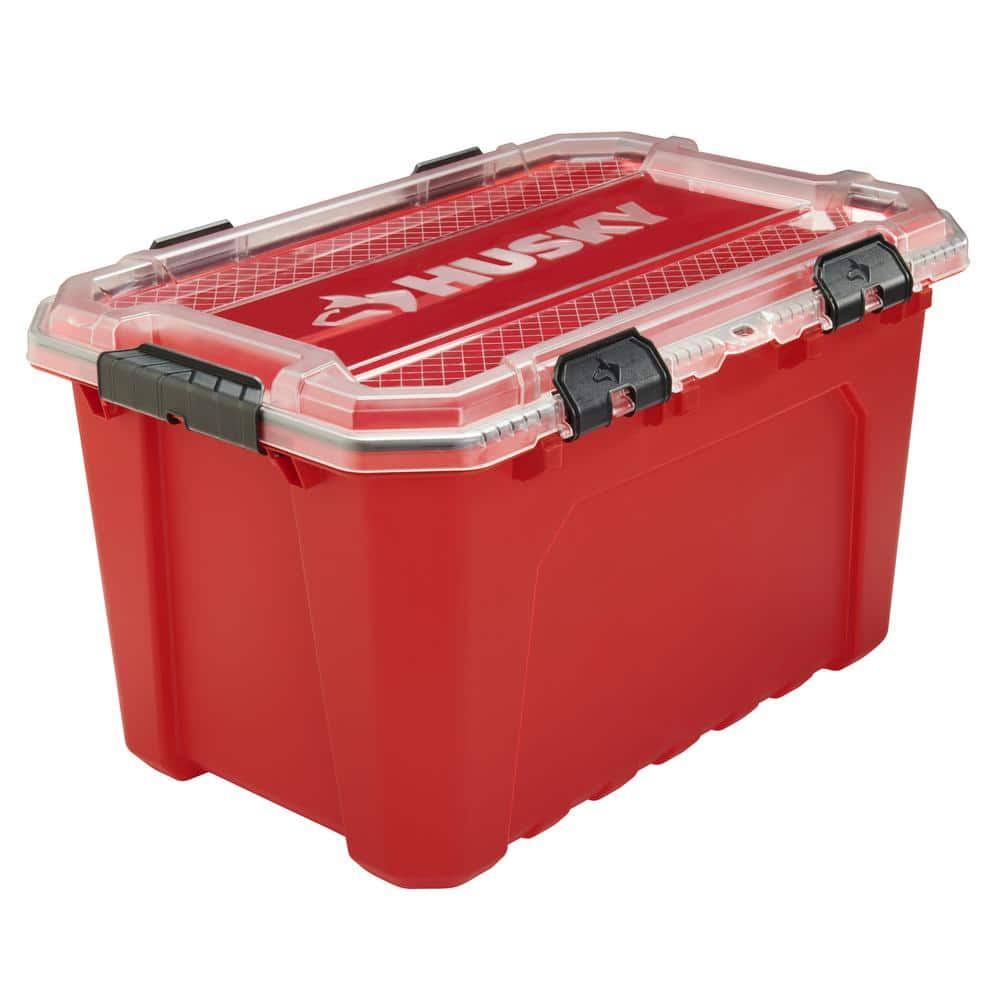 20-Gal. Professional Duty Waterproof Storage Container with Hinged Lid in Red Husky #246842 #1004784796