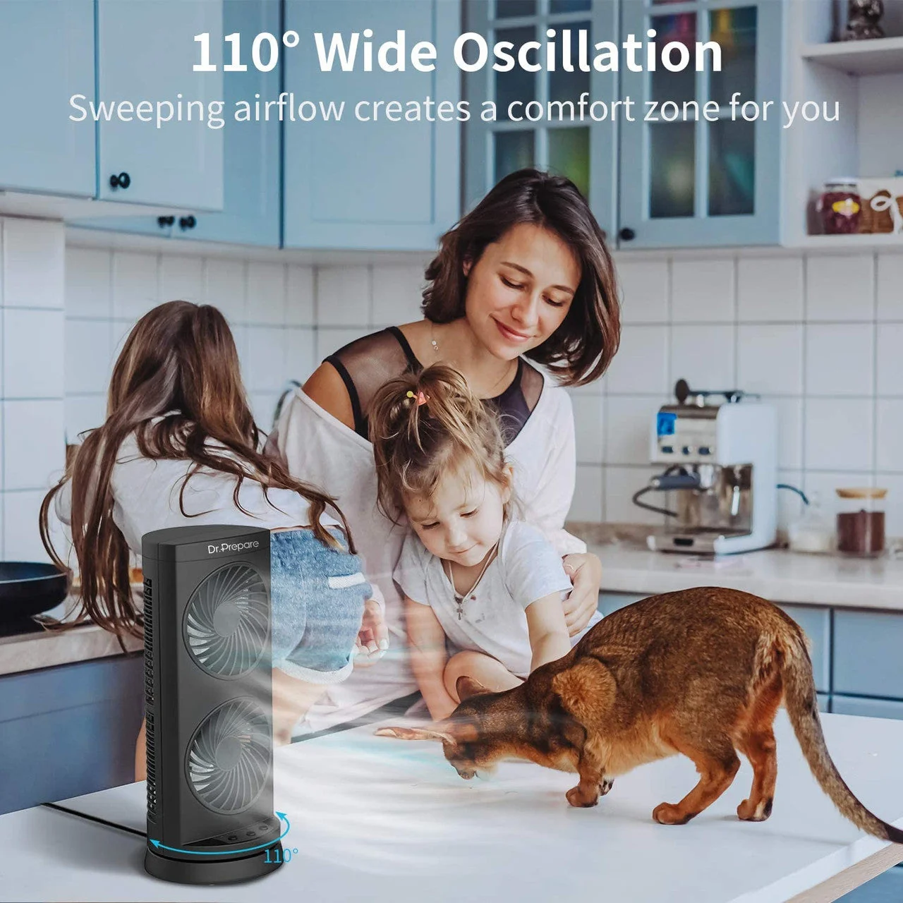 12 inch Dual Oscillating Tower Fan