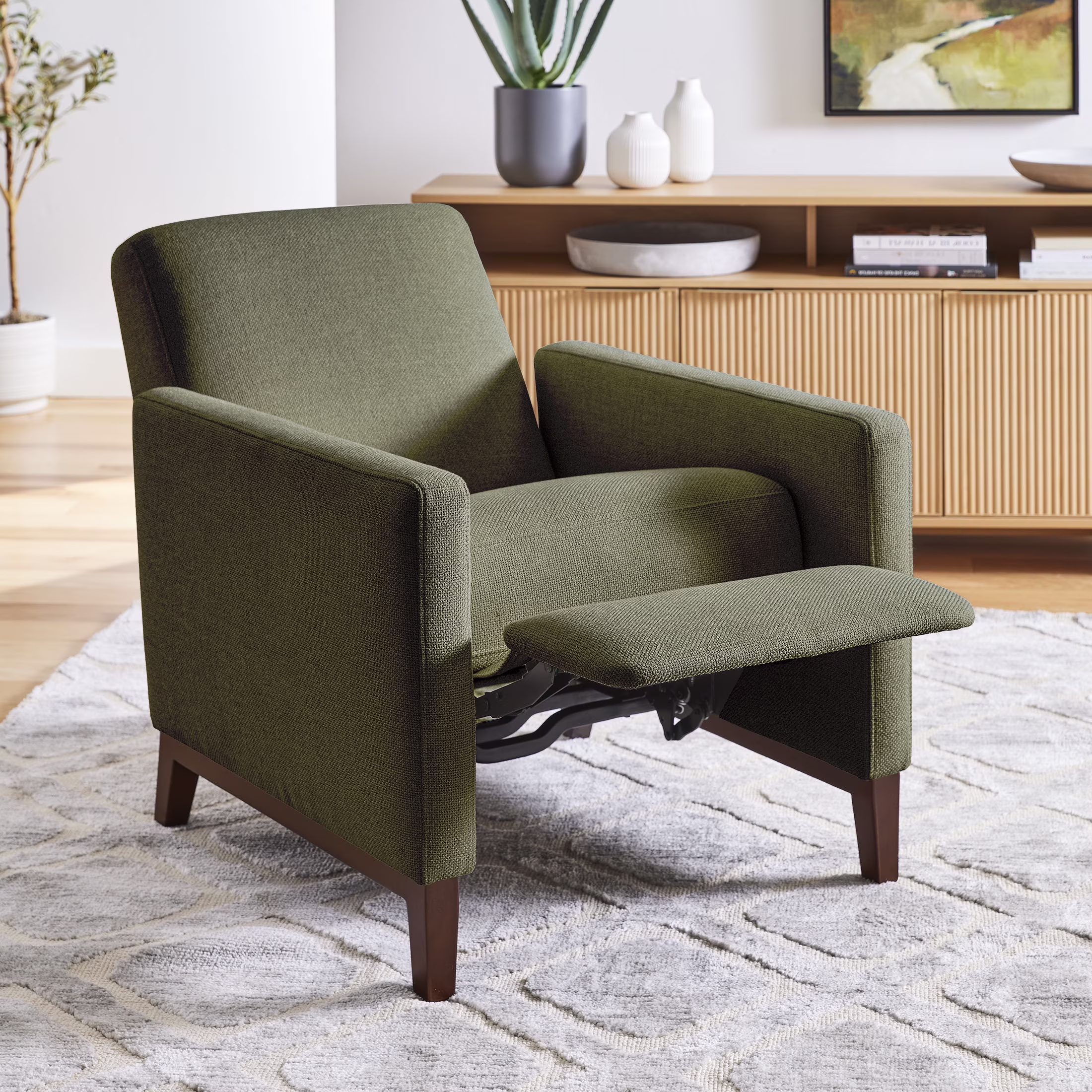 Better Homes & Gardens Reading Push Back Recliner, Olive