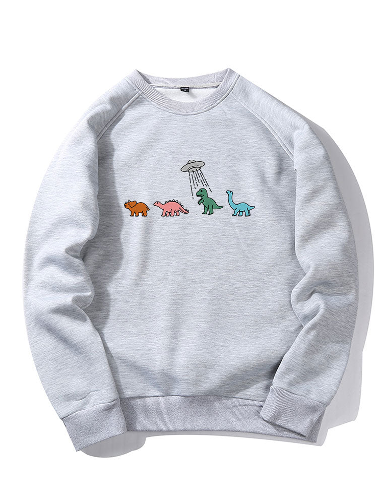 Sweat-shirt à manches raglan avec imprimé dinosaure de dessin animé
