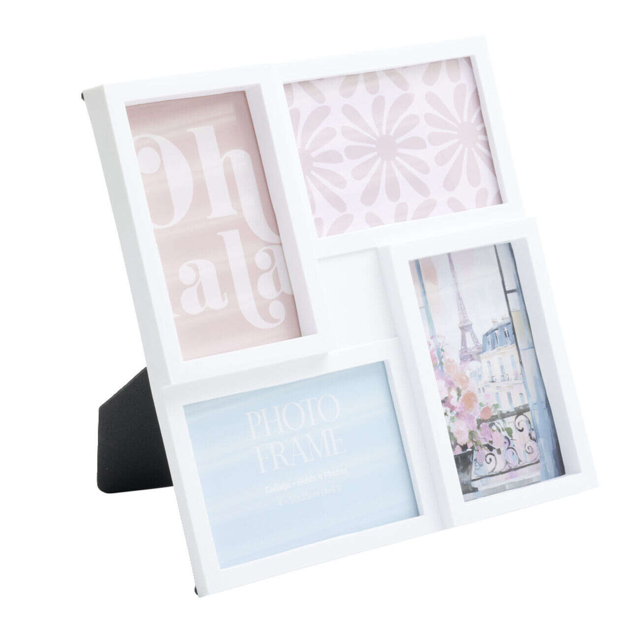 Pêle mêle plastique noir 27,5x27,5cm pour 4 photos 10x15cm (2 modèles)