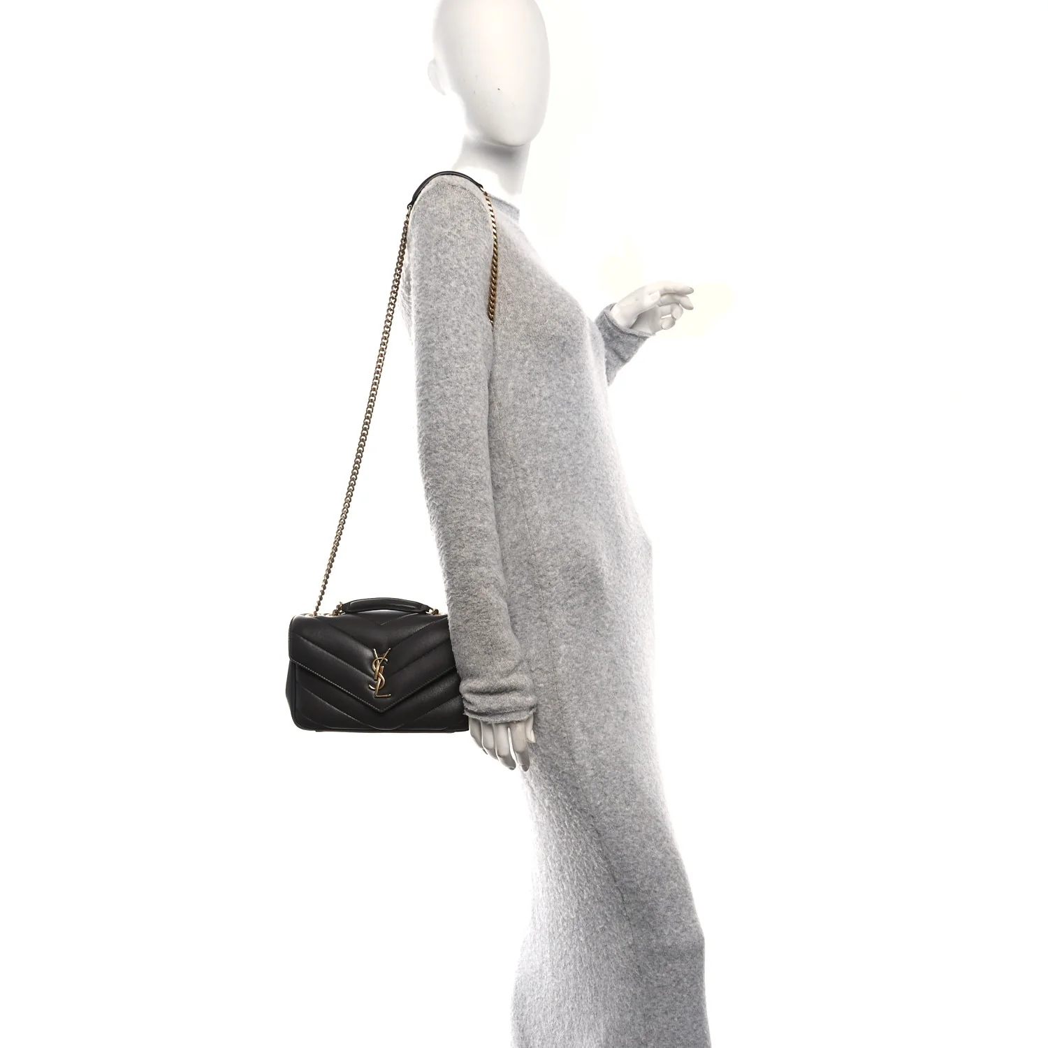 Lambskin Chevron Quilted Small Loulou Urban Grey