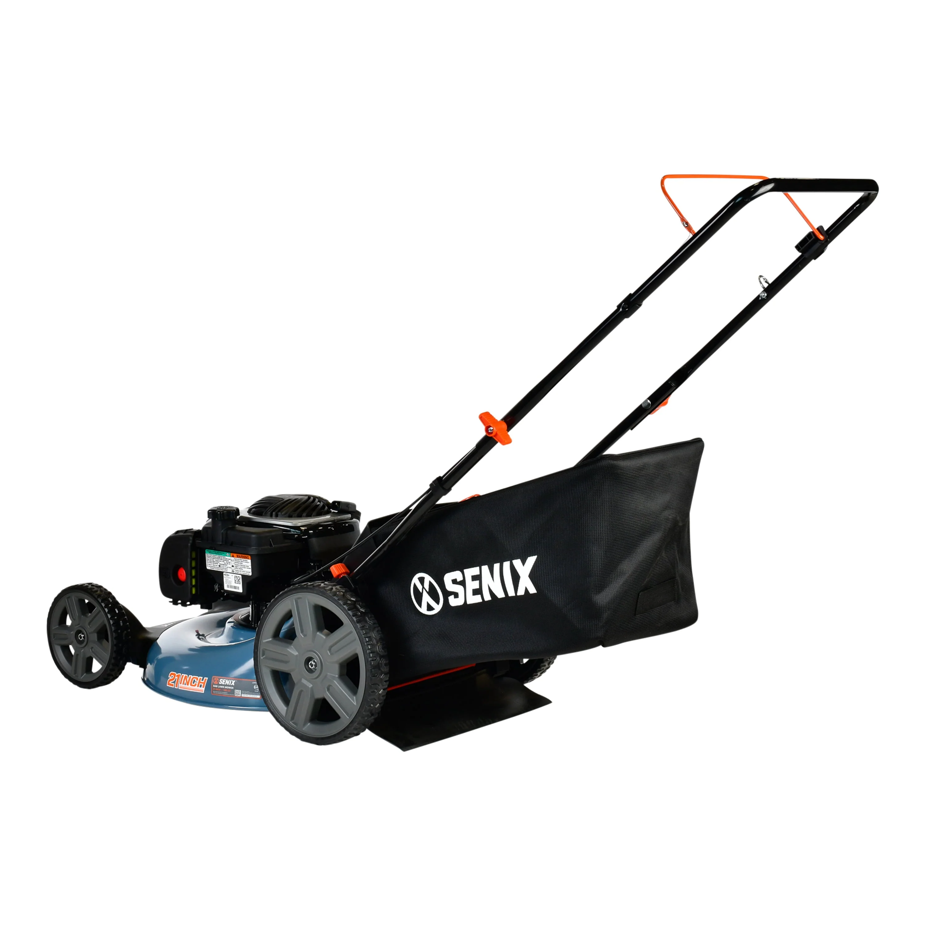 SENIX Gas Lawn Mower, 21 Inch, 140 cc 4 Cycle Briggs Stratton Engine, 3 In 1 Push Lawnmower, 6 Position Height Adjustment with 11 Inch Rear Wheels, LSPG M7, Blue(B Black) Image 7