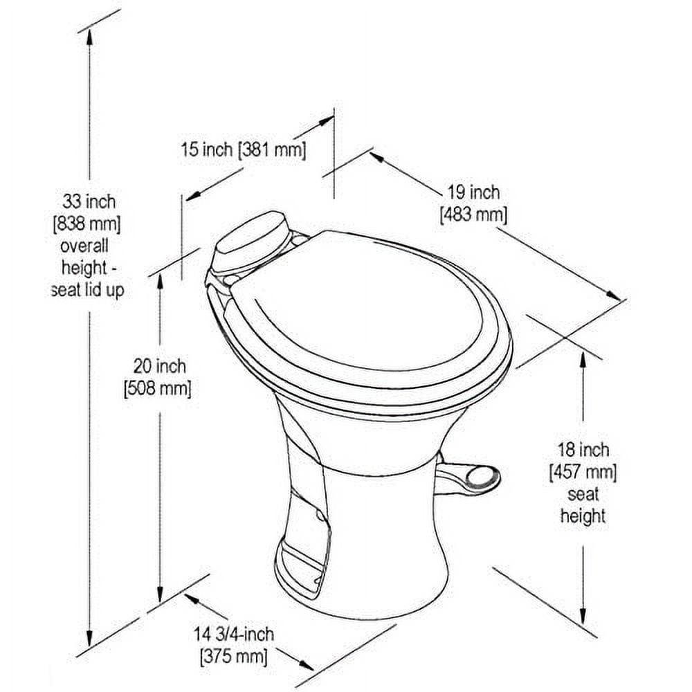 310 Standard Toilet White. Oblong Shape. Lightweight and Efficient with Pressure-Enhanced PowerFlush and Slow Close Seat Cover Perfect for Modern RVs - Image 2