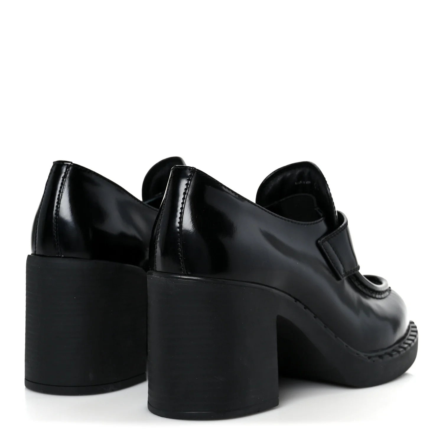 Spazzolato Metal Triangle Logo 85mm Loafers 40 Black