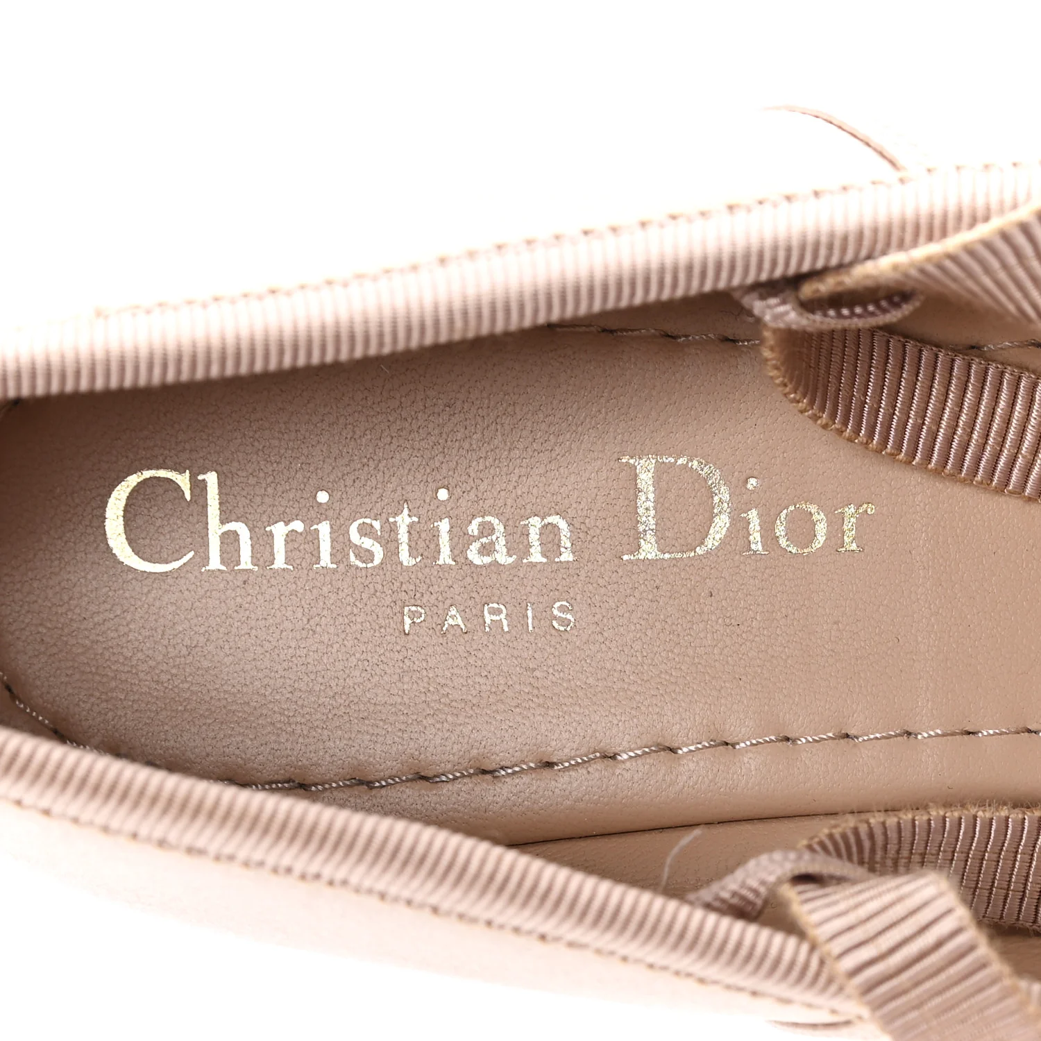 Satin Grosgrain D-Joy Ballet Flats 36 Beige Rose