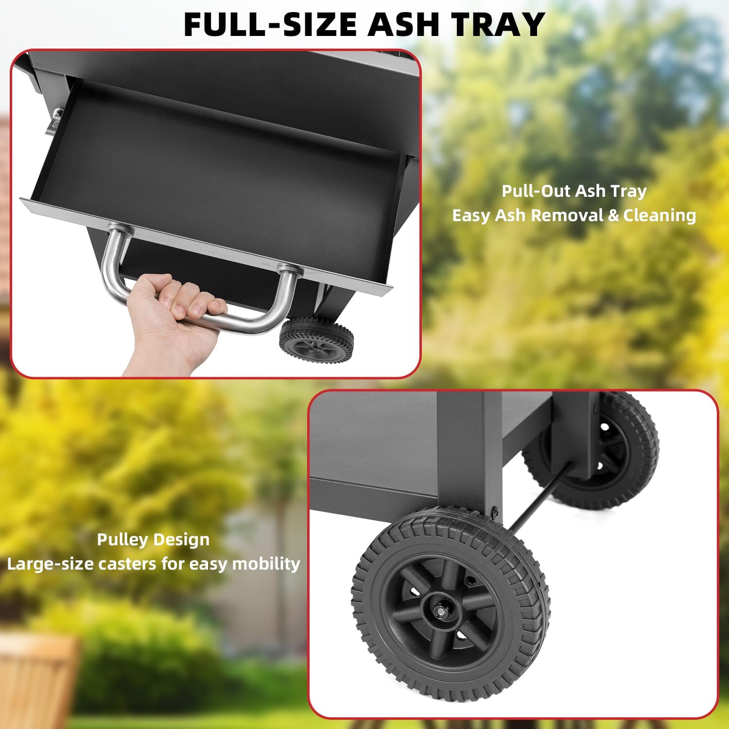 Kendane Charcoal Grill with Side Shelf, 353 Square Inch Cooking Area