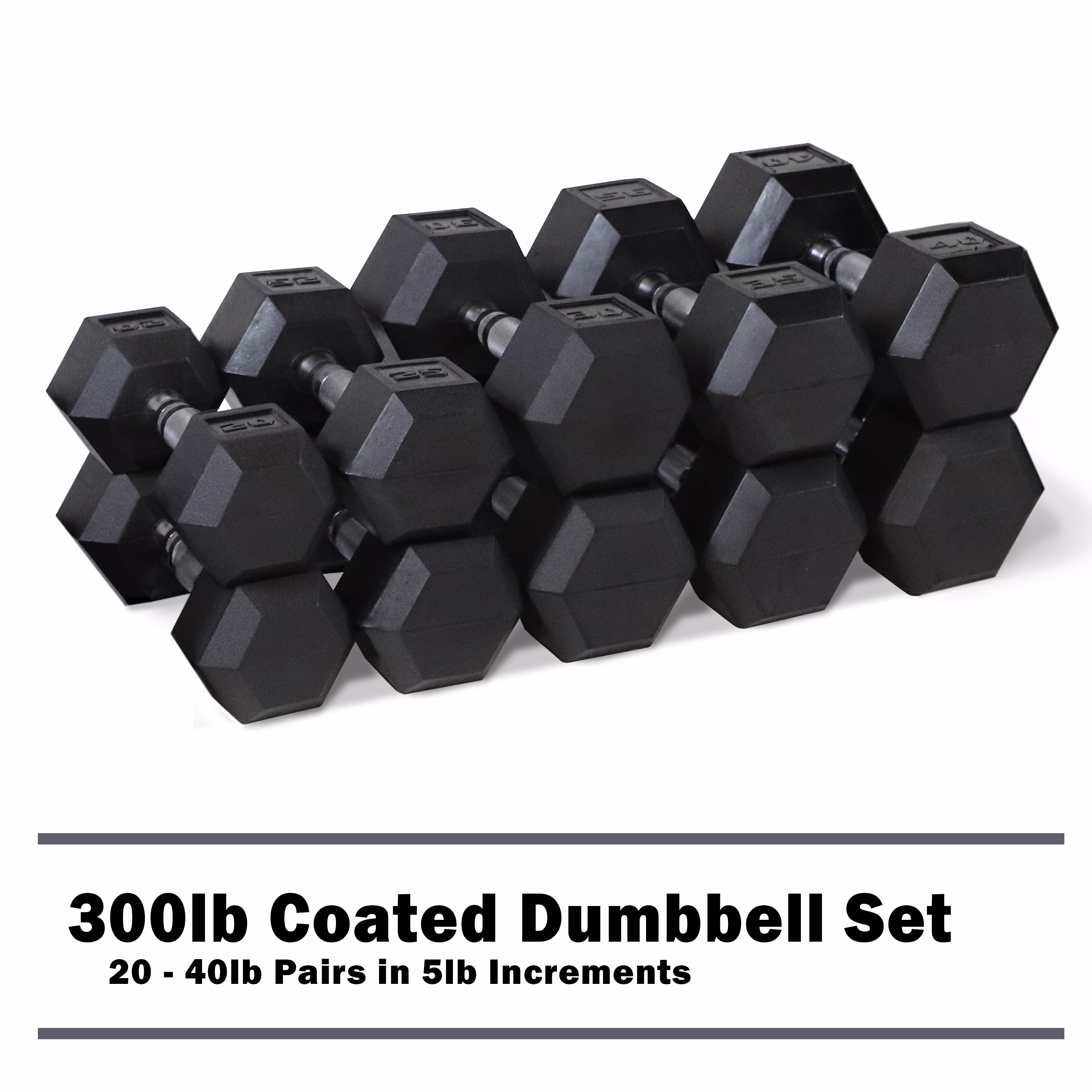 150lb Rubber Hex Dumbbell Set(150 LB Set) - Image 5