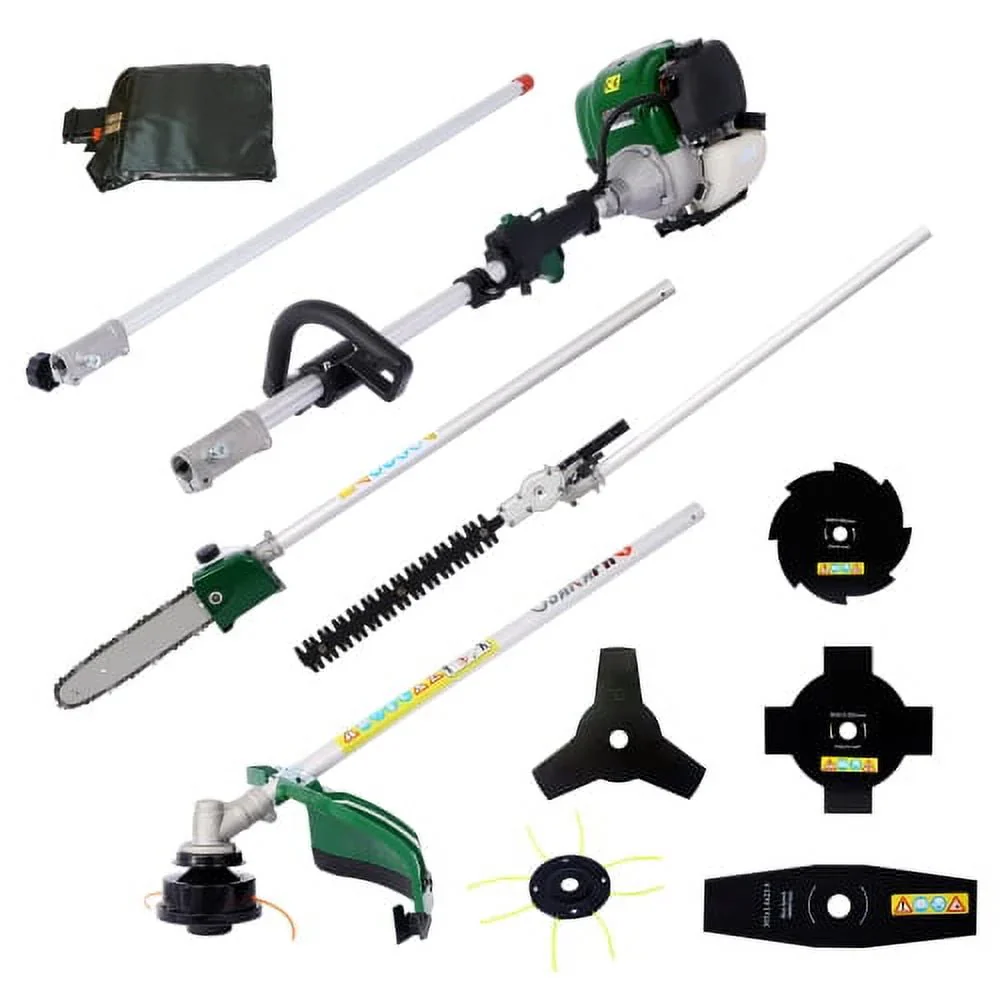 9 in 1 Multi-Functional Trimming Tool, 38CC 4 stroke Garden Tool System with Gas Pole Saw, Hedge Trimmer, Grass Trimmer and Brush Cutter, EPA Compliant