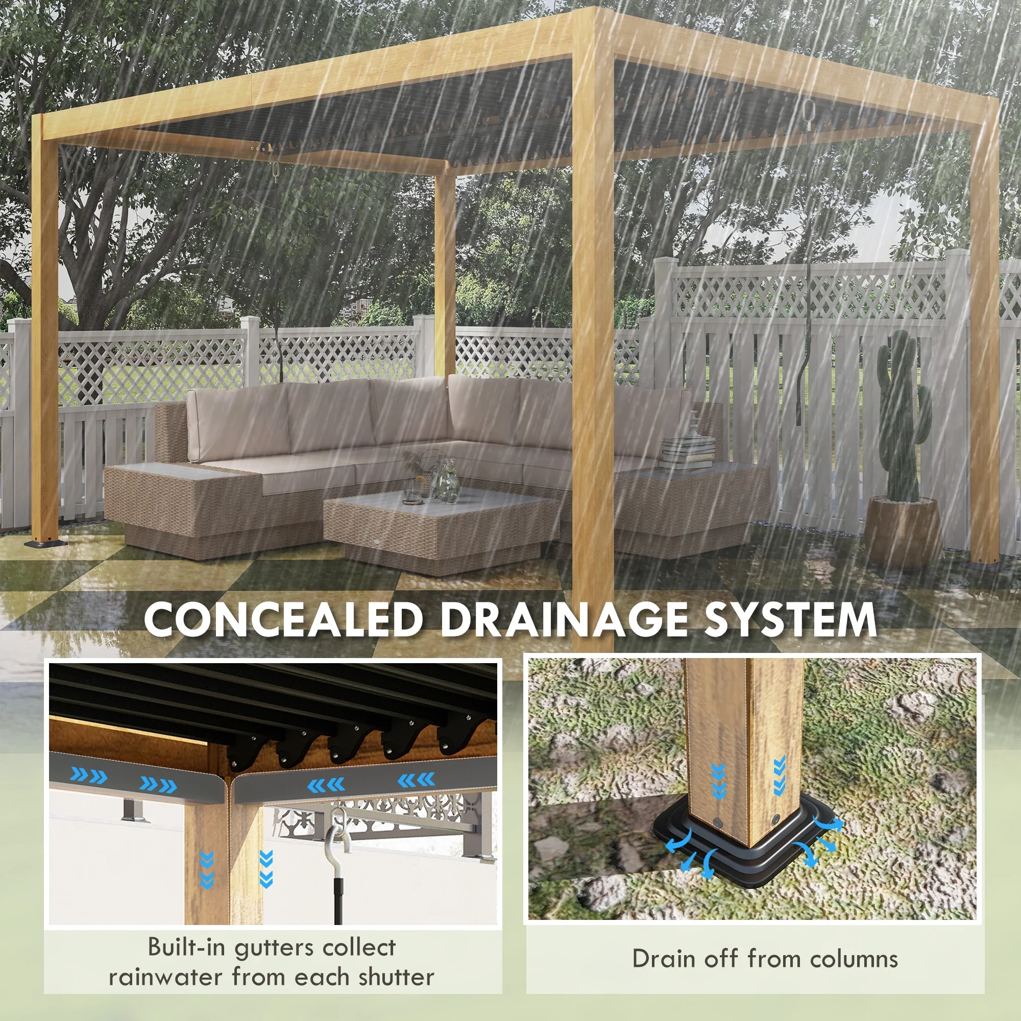 Outsunny 10' x 13' Louvered Pergola with Adjustable Roof, Aluminum Hardtop Gazebo for Patio, Deck, Garden, Yard, Beach