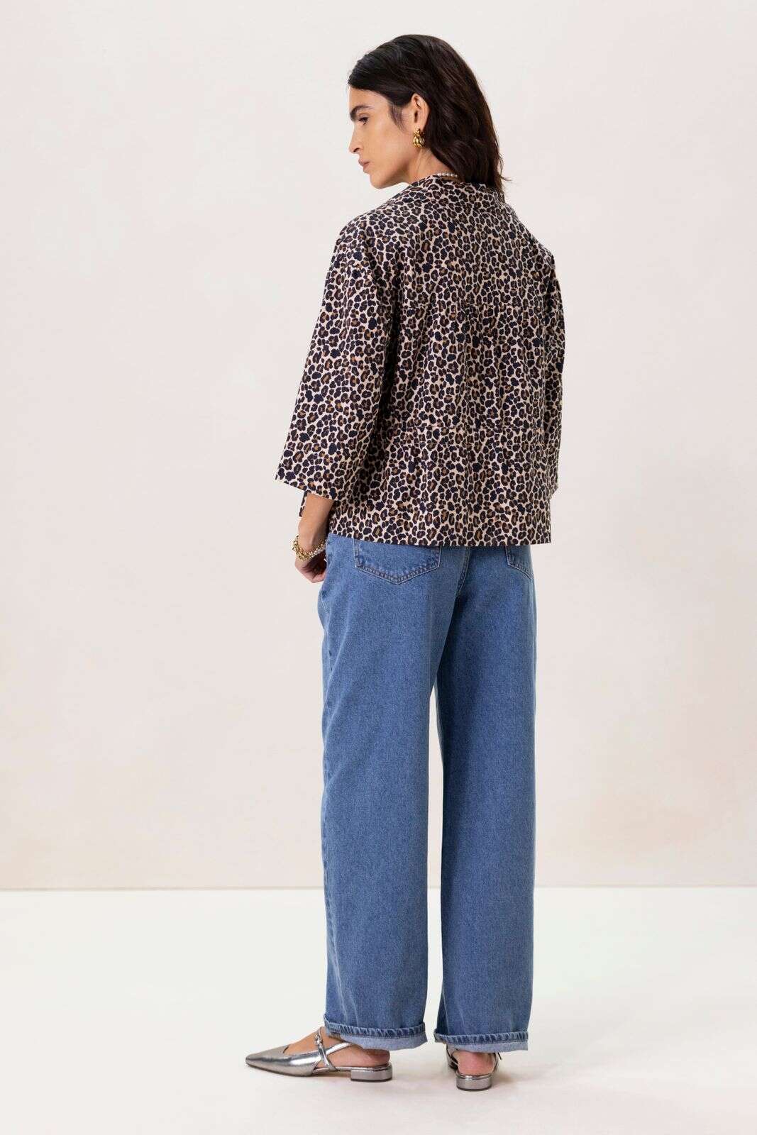 Bruine blouse met leopard print