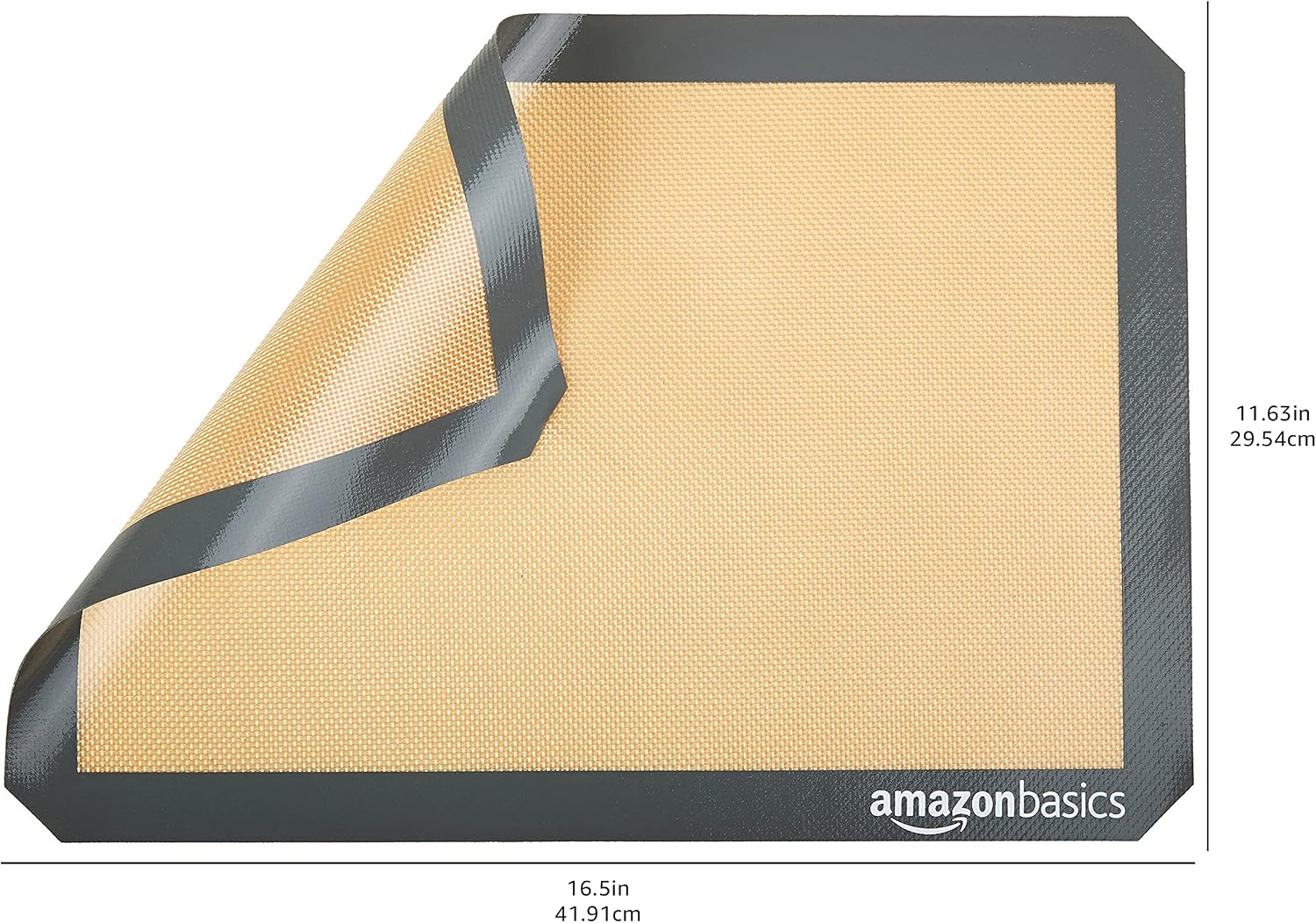 Amazon Basics Silicone Rectangular Baking Mat, Non-Stick, Reusable, Dishwasher Safe, Food Safe, Heat Resistant, 16.5