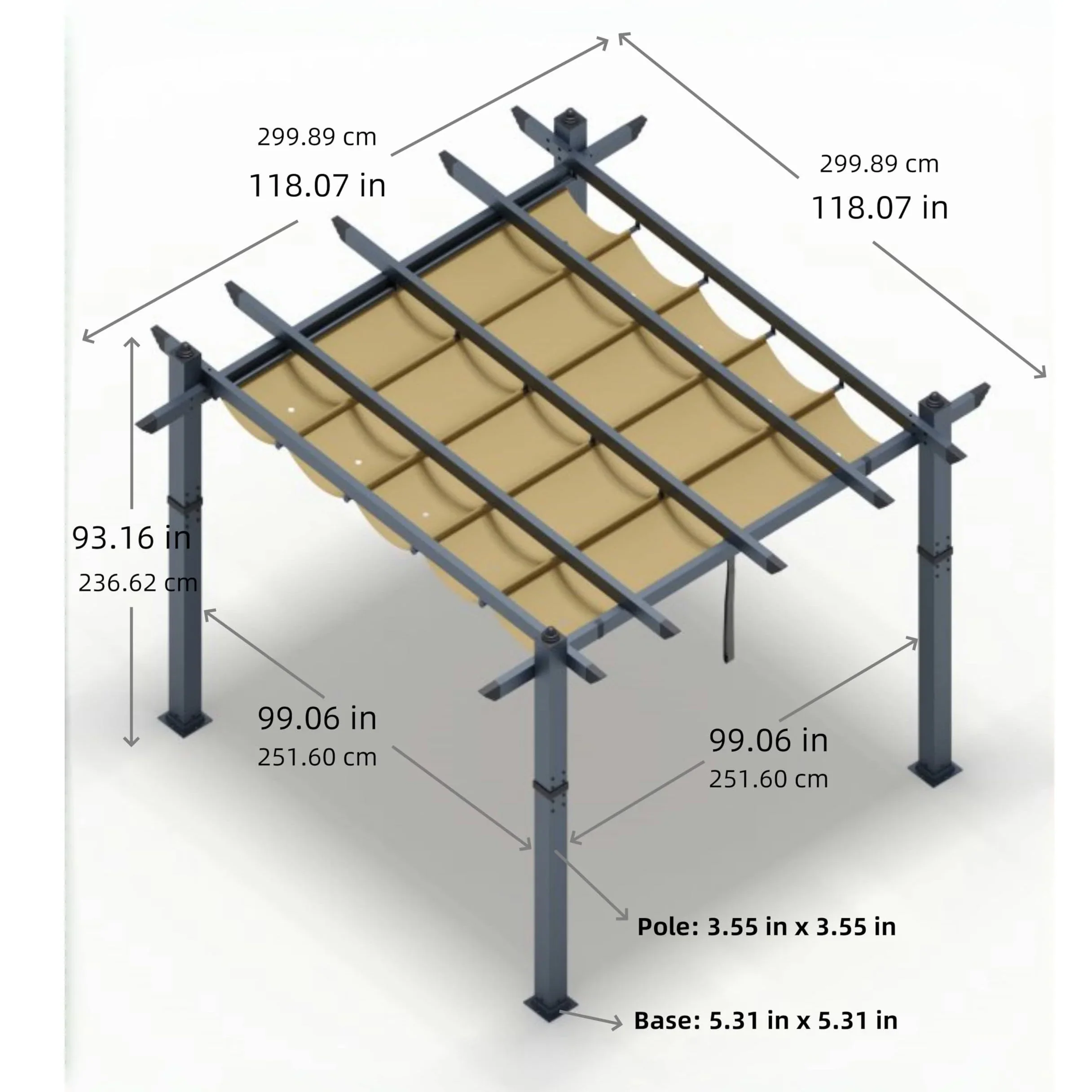 Lumiparty 10x10 FT Outdoor Pergola with Retractable Canopy, Modern Patio Aluminum Frame Shelter for Backyard, Deck, Garden, Blue