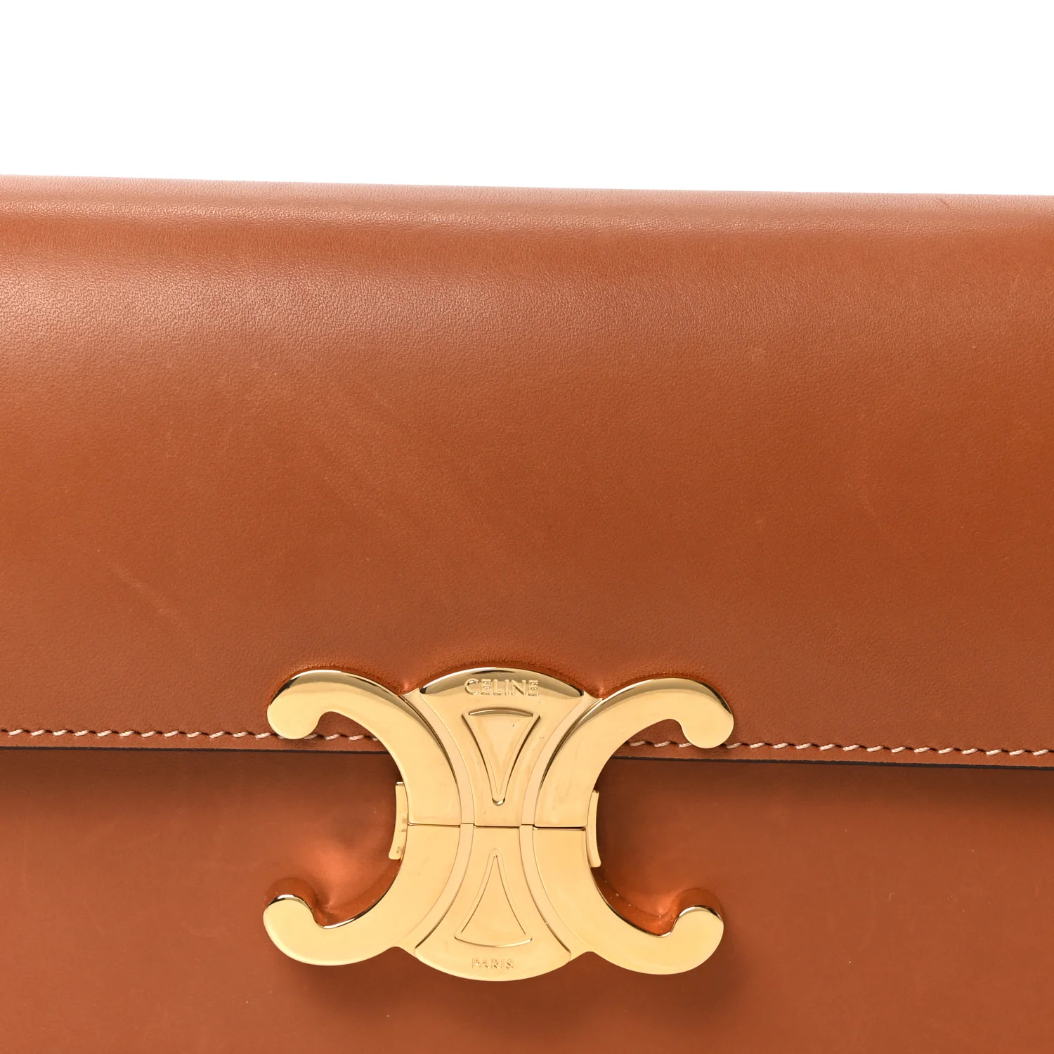 Natural Calfskin Triomphe Shoulder Bag Tan