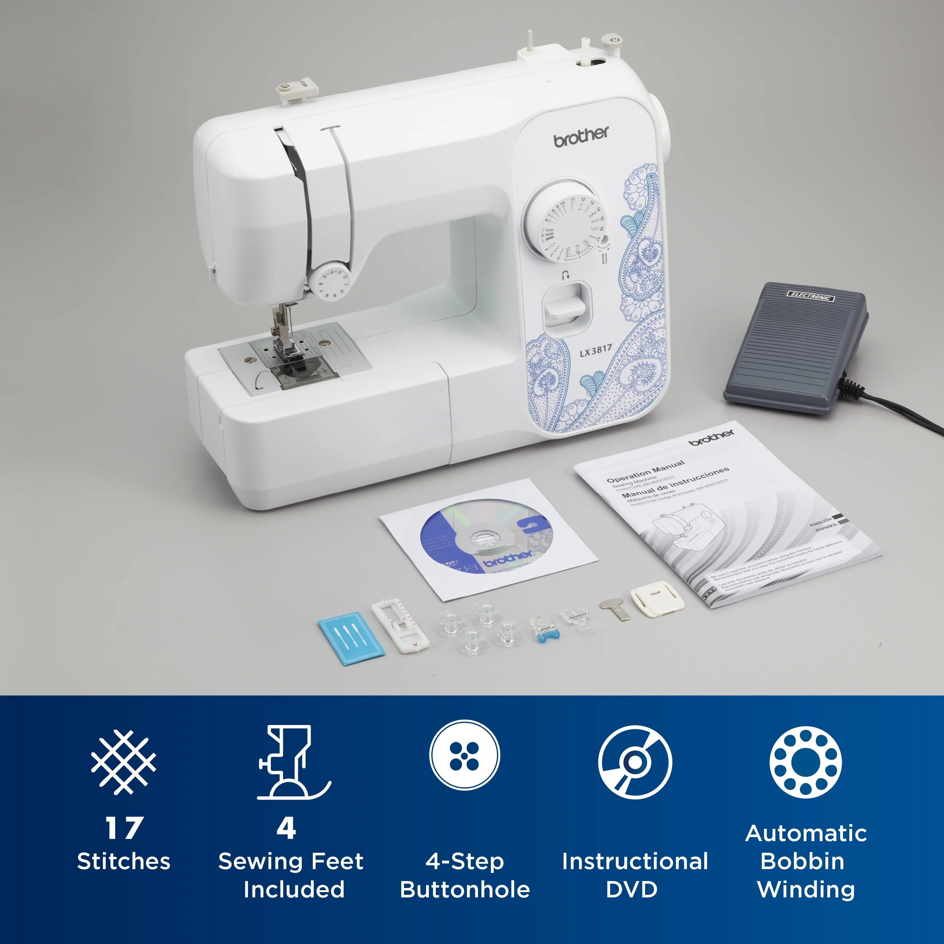 Brother LX3817 - Beginner Sewing Machine, 17 Stiches