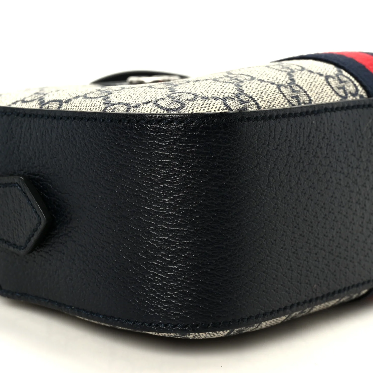 GG Supreme Monogram Textured Dollar Calfskin Web Small Ophidia Camera Bag Beige Blue
