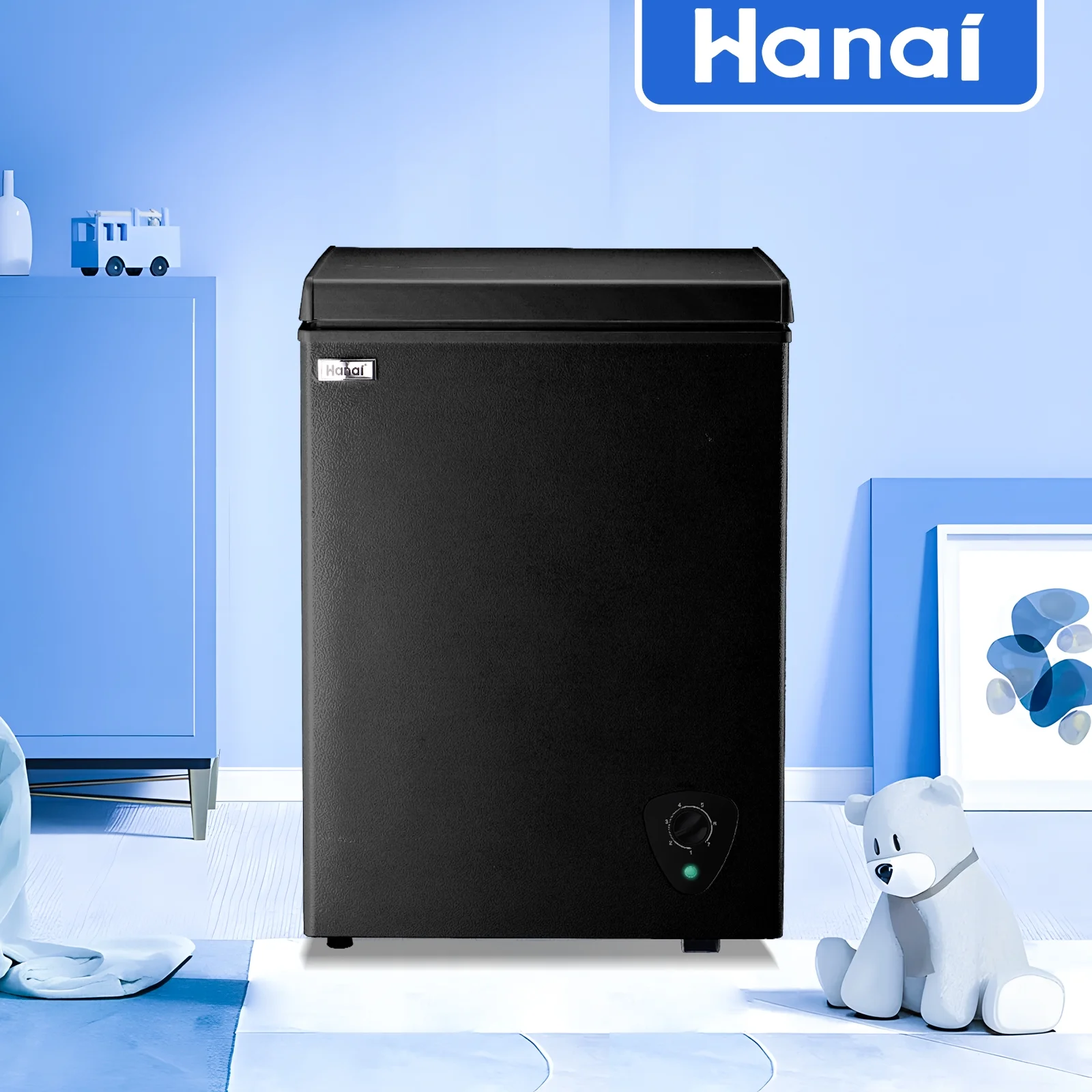 3.5 Cubic Feet Chest Freezer Black deep Freezer with Adjustable Temp Knob Ideal for Any Room(Black/3.5 Cu.ft) - Image 10