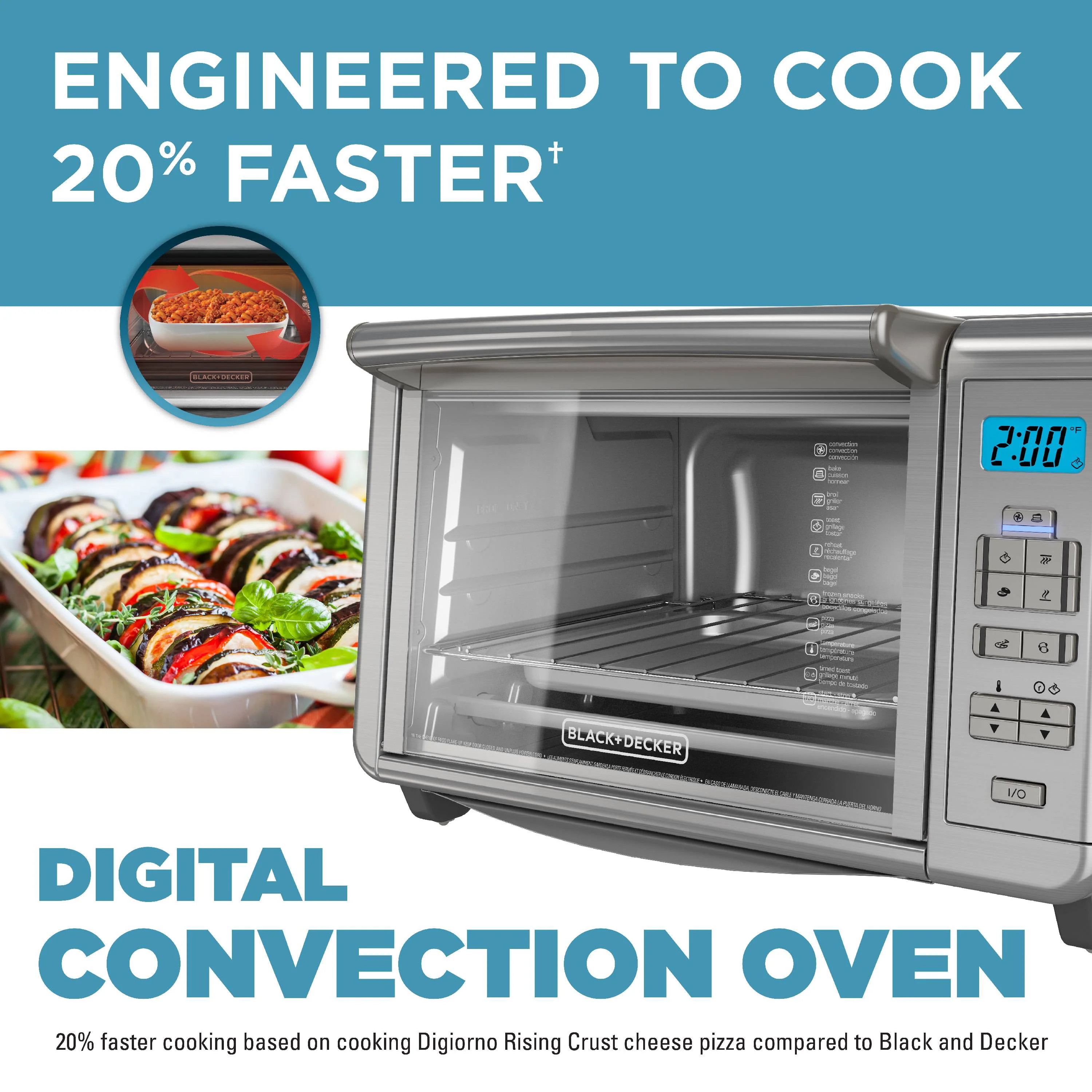 BLACK+DECKER 6 - Slice Digital Convection Toaster Oven, Stainless Steel, TO3280SSD
