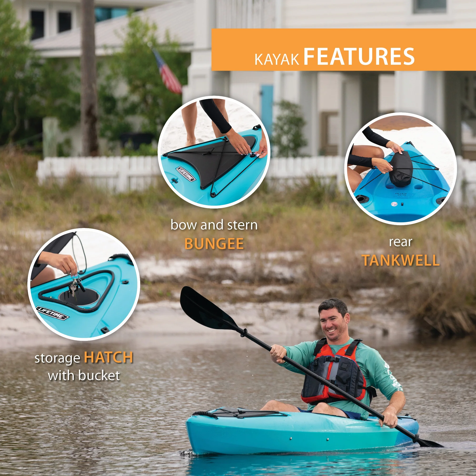 Tundra 10 ft Sit-Inside Kayak, Bahama Fusion (91193) - Image 7