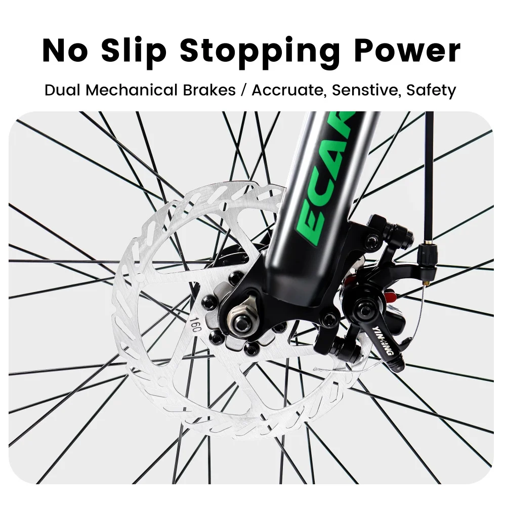 ? Mountain Bike 26 Inch Wheels, 21-Speed Full Suspension Mens Womens Trail Commuter City Mountain Bike, Carbon Steel Frame Disc Brakes Thumb Shifter Front Fork Rear Shock Absorber Bicycles(Green) - Image 3