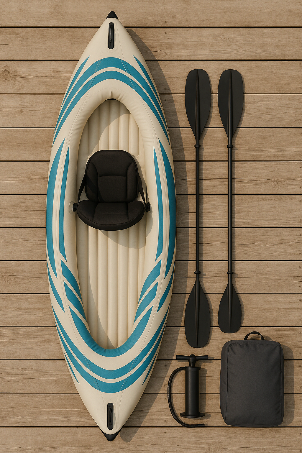 Enkelt oppustelig kajak med samlefunktion beige/bl PVC s-flod strand 310x80x30cm TbFrAmE496Hu