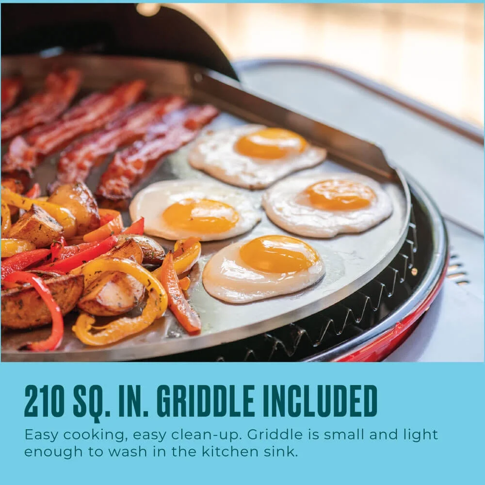 Charbroil Bistro Pro? Electric Grill & Griddle + Charcoal Mode, Red