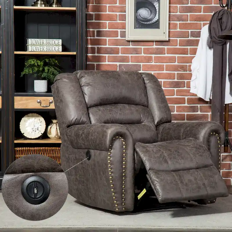 Manual Recliner Chair with Padded Armrests
