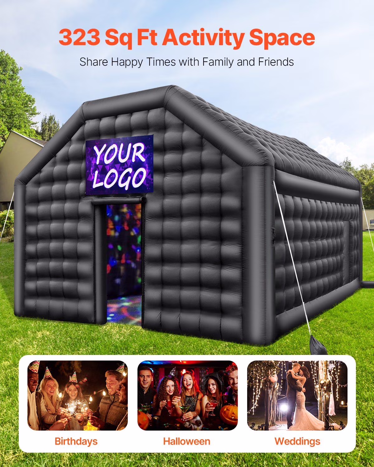 Giant Blow up Party Tent - 19.7FT Inflatable Nightclub with LED Lights, Waterproof & Durable for Outdoor Use