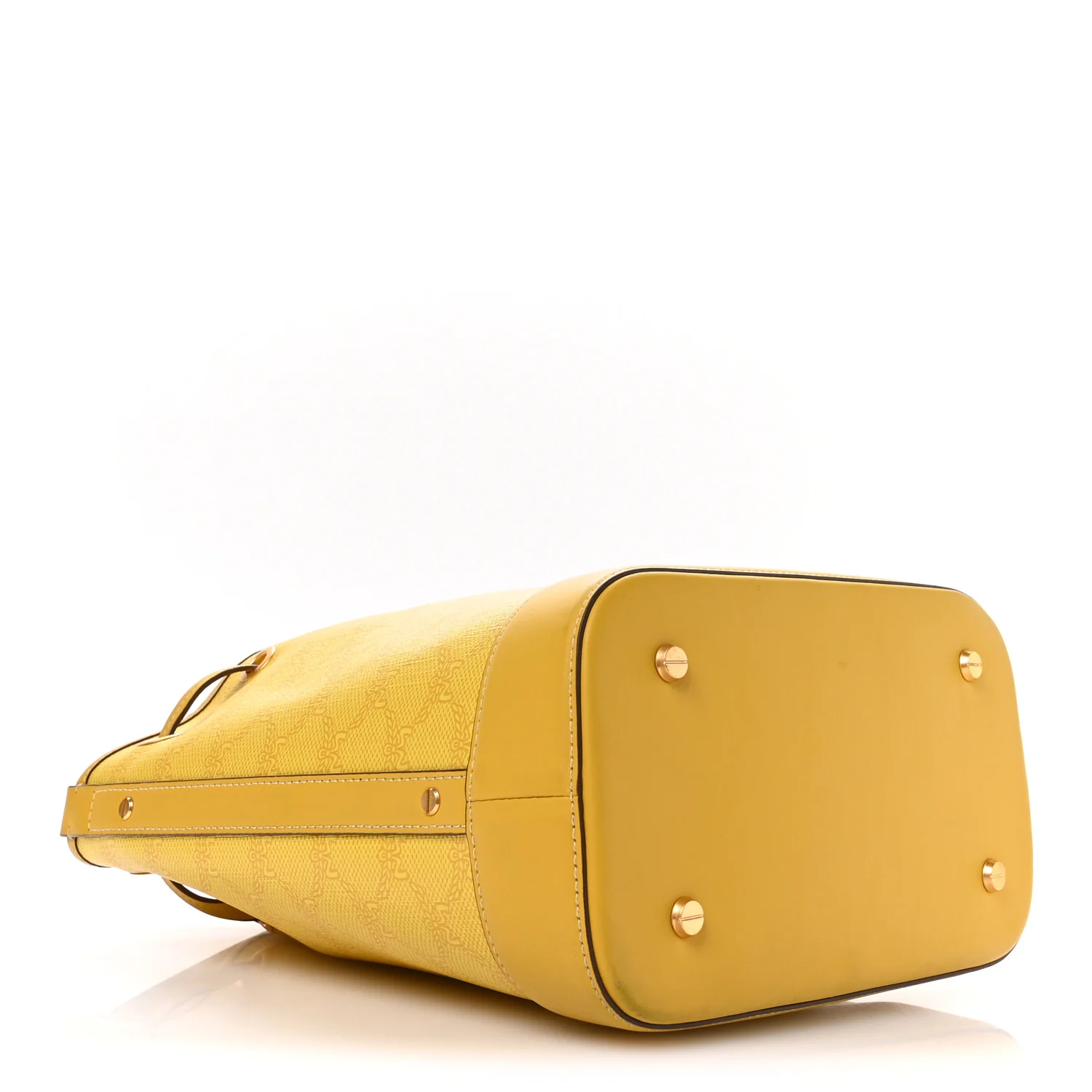 Lauretos Spanish Calfskin Medium Himmel Drawstring Bucket Bag Lemon Gold