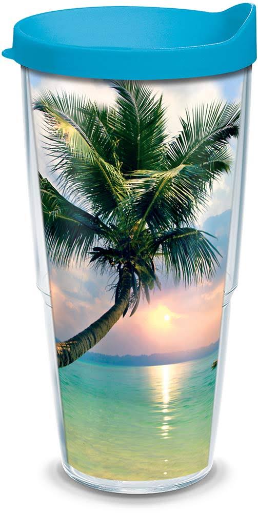 Tervis Sunset in Paradise Made in USA Double Walled Insulated Tumbler Cup Keeps Drinks Cold & Hot, 24oz, Clear
