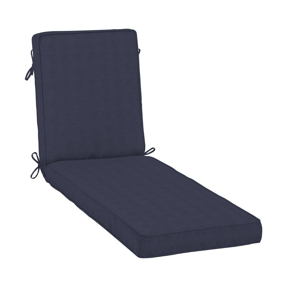 Allen + Roth with STAINMASTER STAINMASTER 47-in x 23-in Navy Madera Linen Patio Chaise Lounge Chair Cushion Polyester | XQ04H01B-9C3