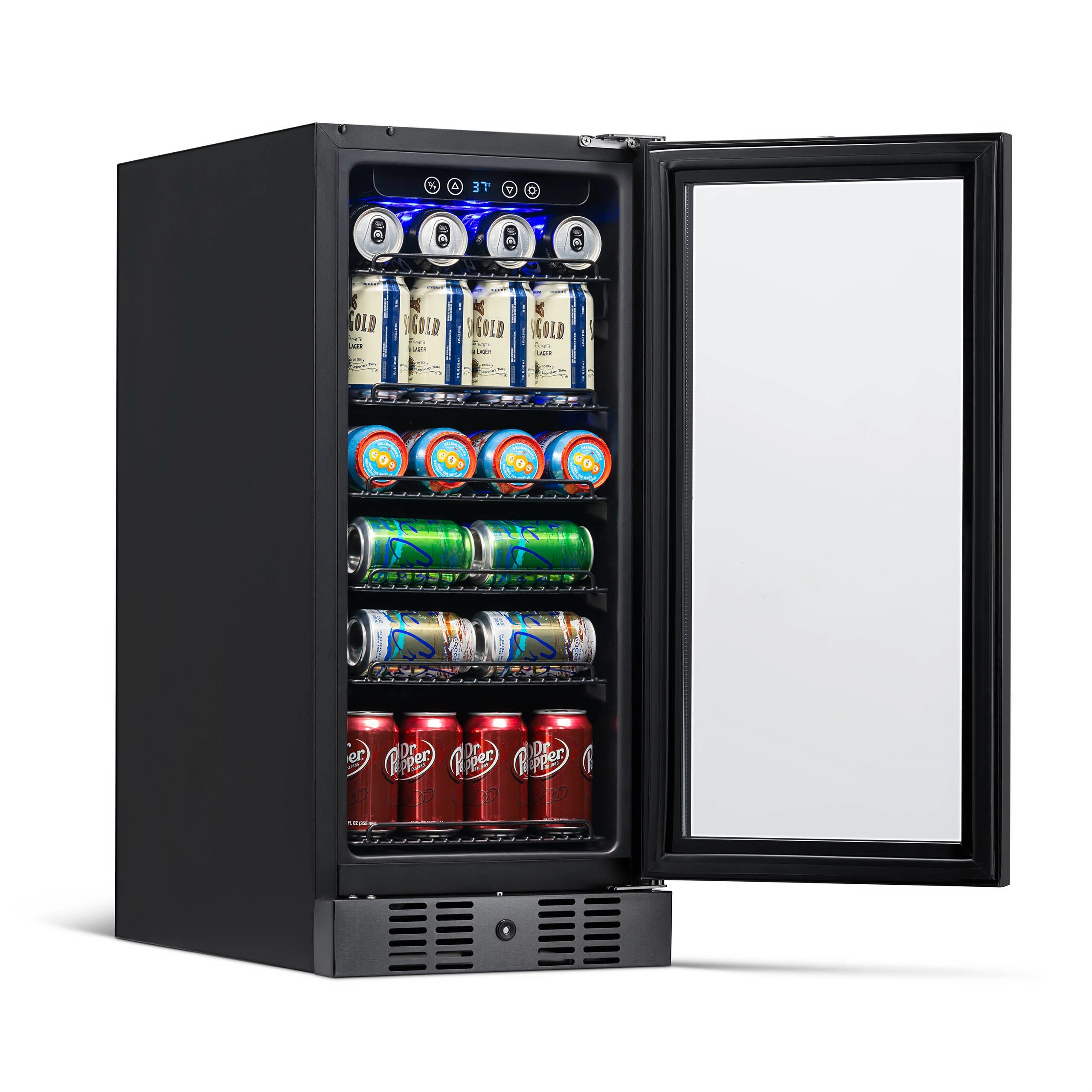 Newair 96-Can Built-In Black Beverage Fridge - 15