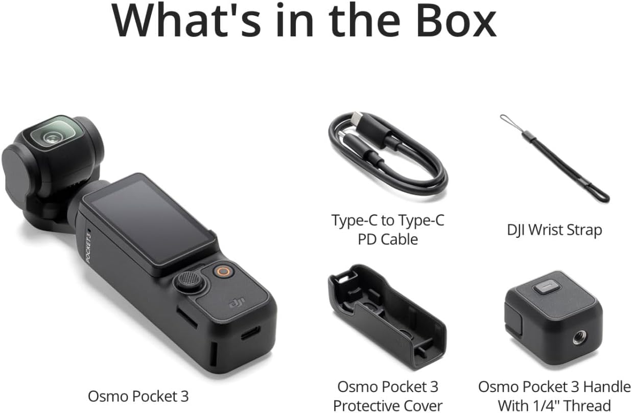 DJI Osmo Pocket 3 Vlogging Camera with 1'' CMOS & 4K/120fps Video  3-Axis Stabilization  Fast Focus  Face/Object Tracking  Rotatable Touchscreen Bundle with Deco Gear 2 Lapel Microphones + 128GB Card