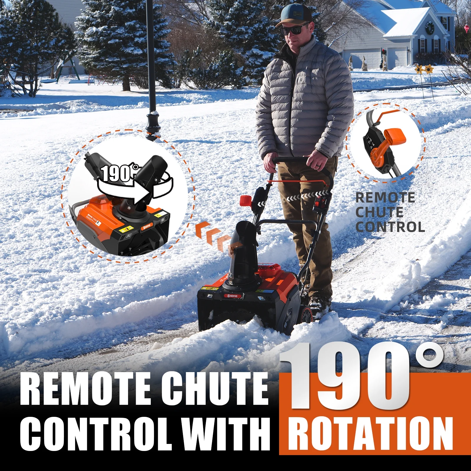 Cordless Snow Blower Battery Powered 18 Inch, 58V 5Ah Battery and Charger Included - Image 5