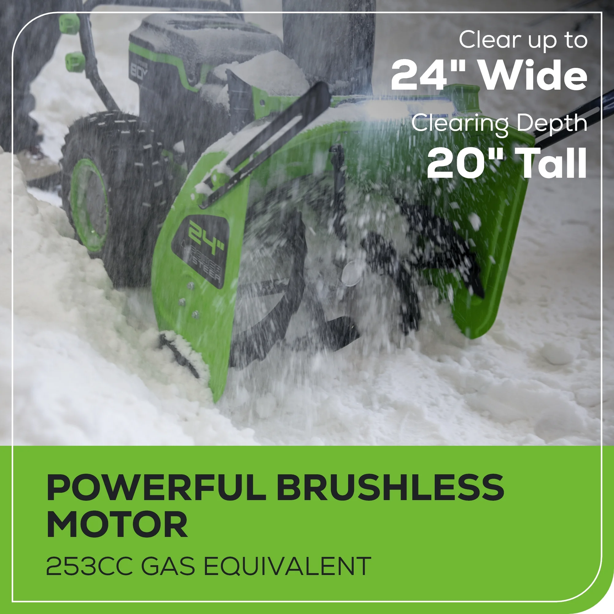 Greenworks Snow Blower 24 in 60V Two Stage Battery Powered Self Propelled Outdoor Equipment Image 5