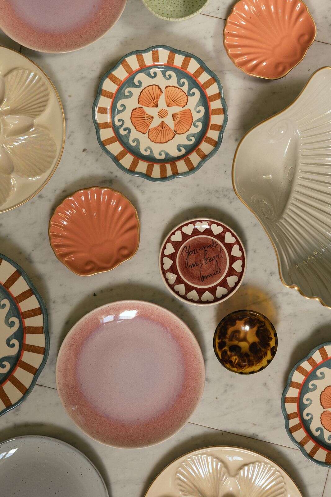 Serveerschaal roze reactive glaze funky