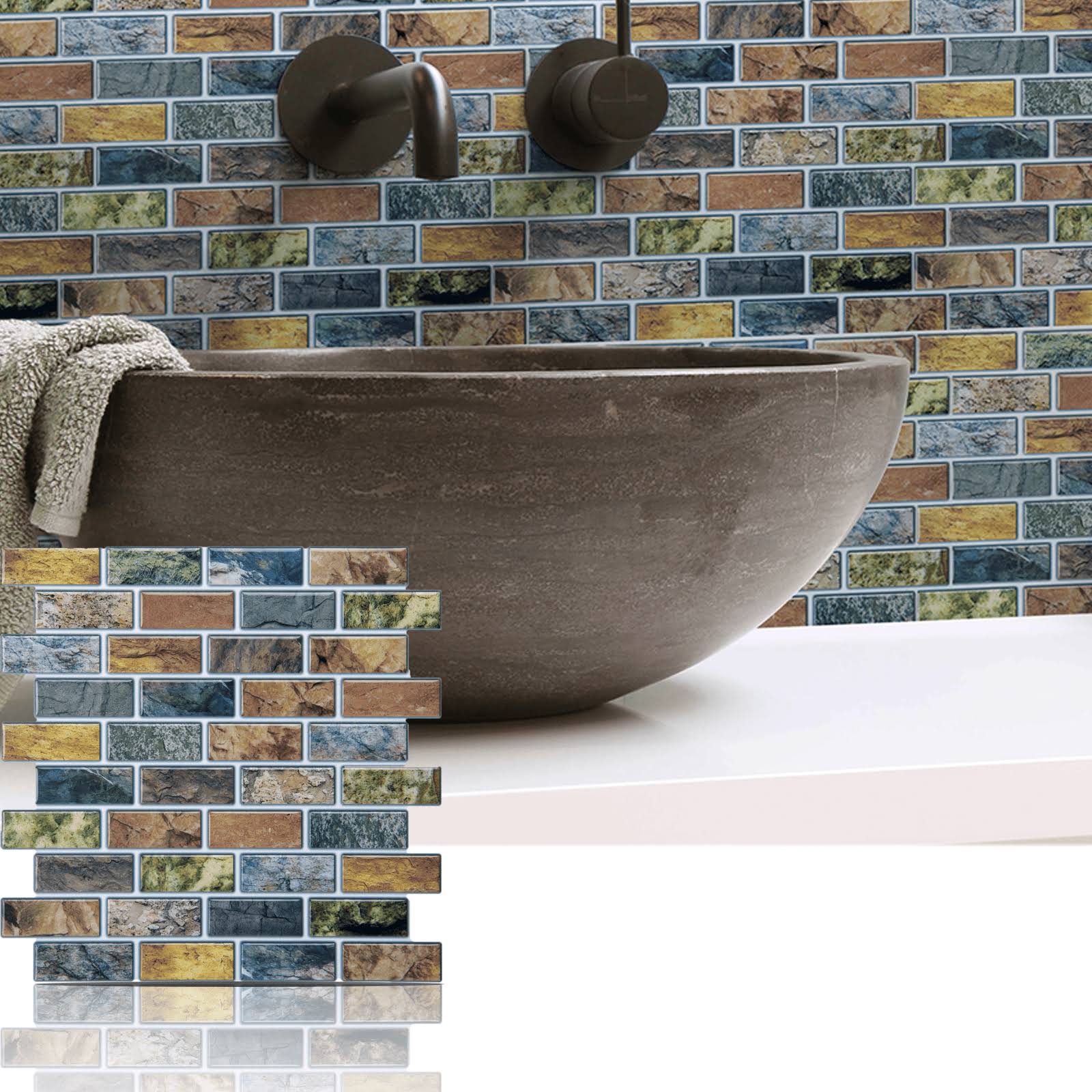 Art3d 10-Piece Peel & Stick Kitchen/Bathroom Backsplash Sticker, 12