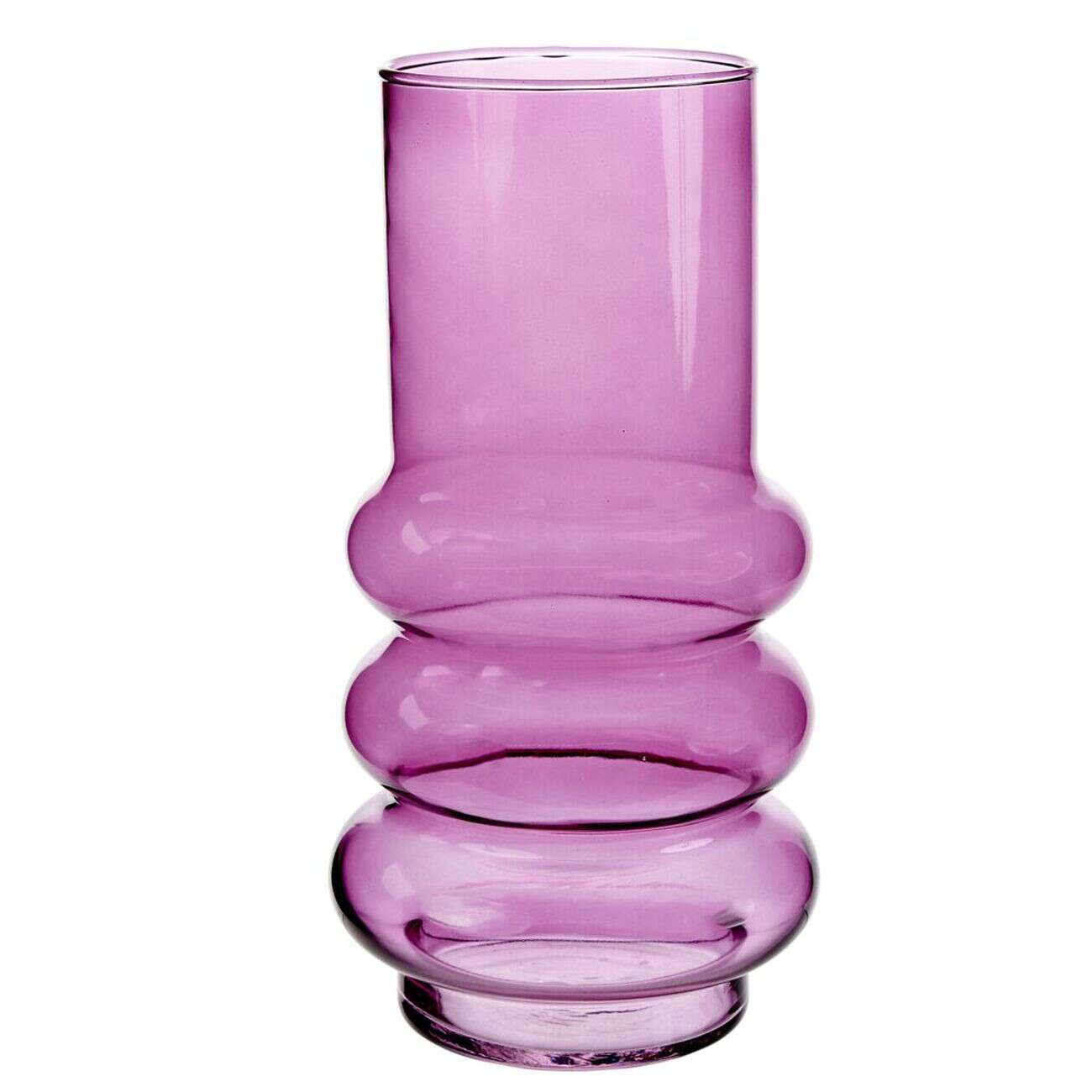 Vase en verre cylindrique base ondulée Ø13,5xH27cm (3 modèles)