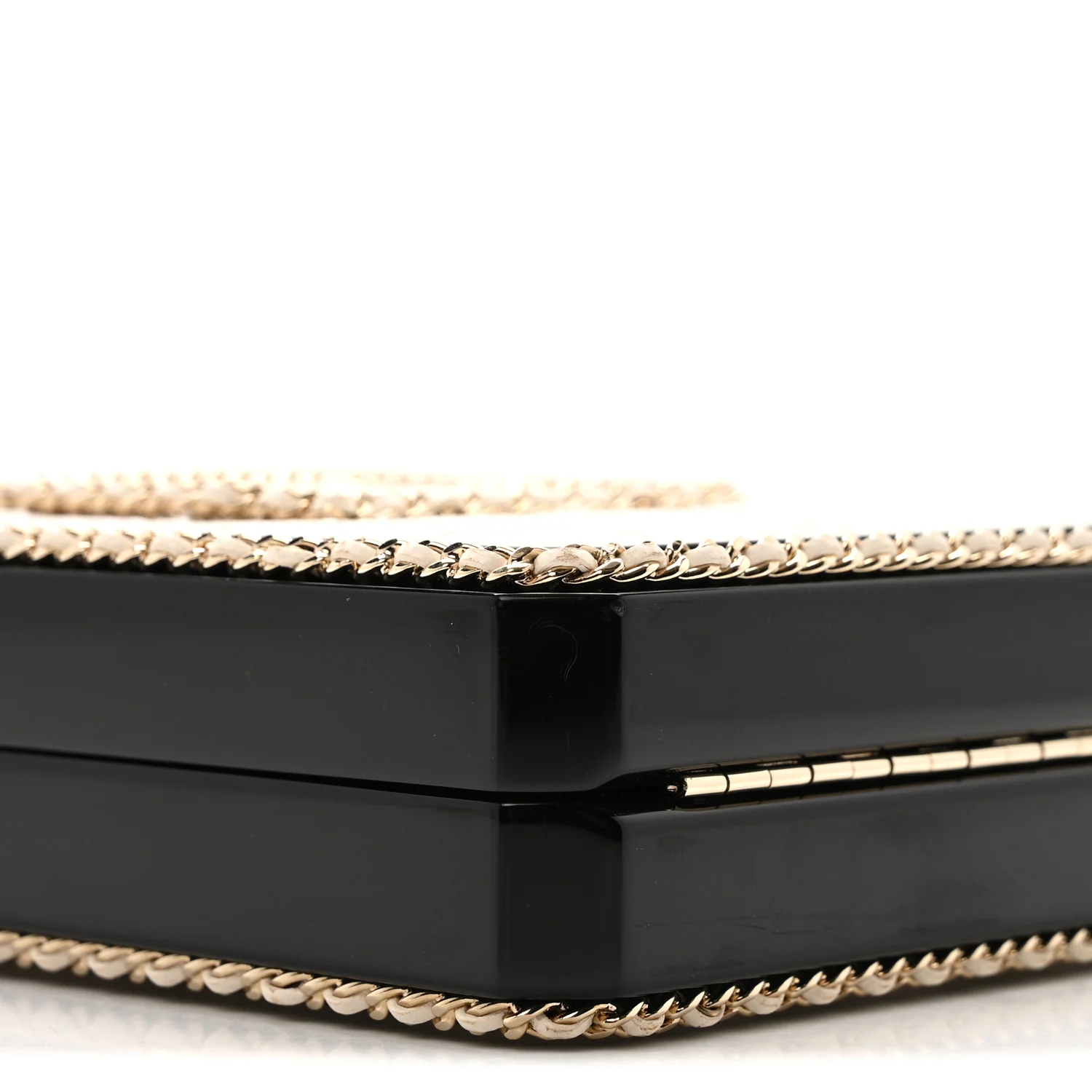Plexiglass Lambskin Quilted Perfume Bottle Clutch White Black