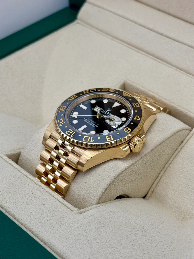 [Super Clone]RLX GMT-Master II 40mm 18k Yellow Gold Ceramic Bezel Black Dial Jubilee 126718grnr