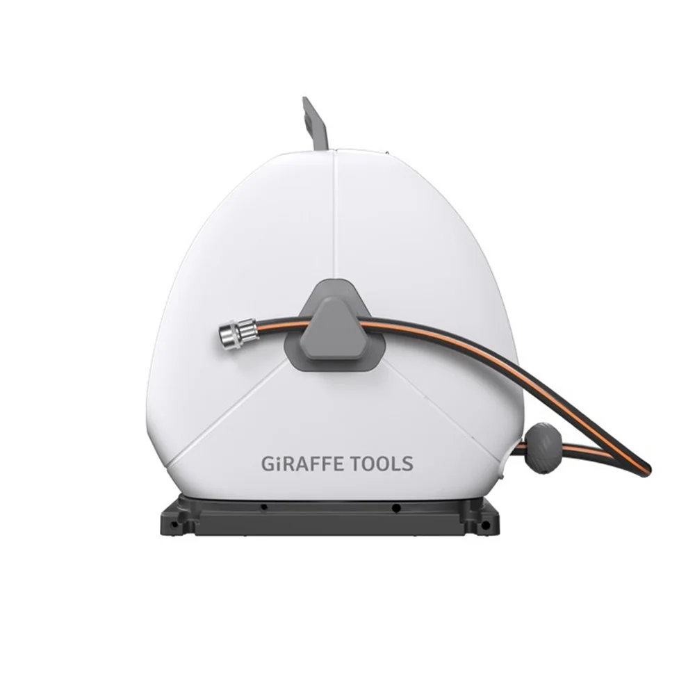 Giraffe Tools Ground Mounted Retractable Garden Hose Reel-1/2in-82ft, Light Grey
