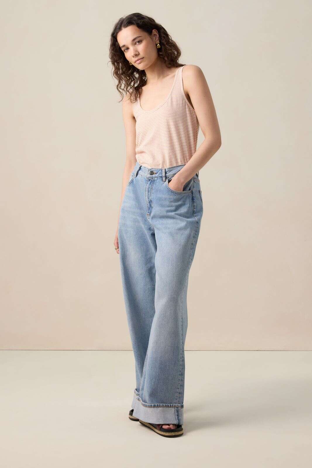 Oranje gestreept singlet