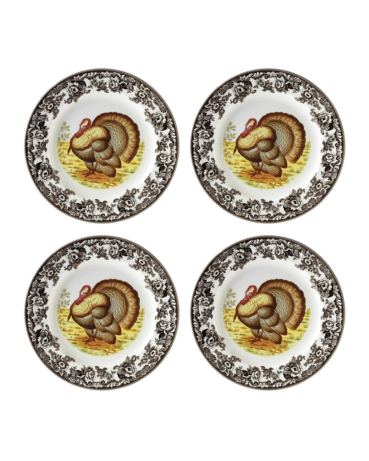 Spode Woodland Turkey Salad Plates - Set of 4, Brown