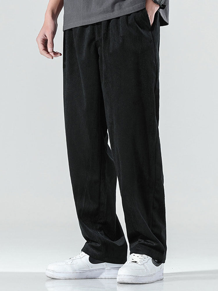 Pantalon en velours côtelé à taille élastique