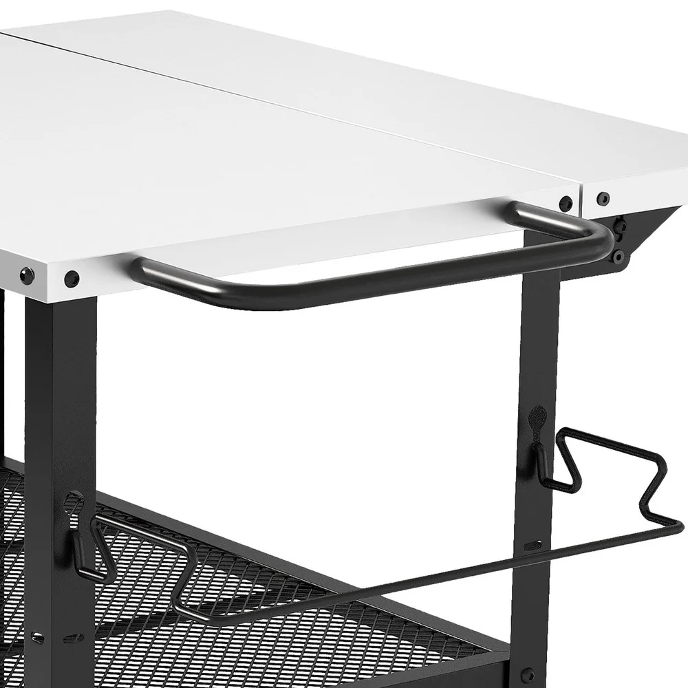 31.5''L x 27.6''W Outdoor Grill Cart Pizza Oven Table w/ 3-Tier Adjustable Shelf