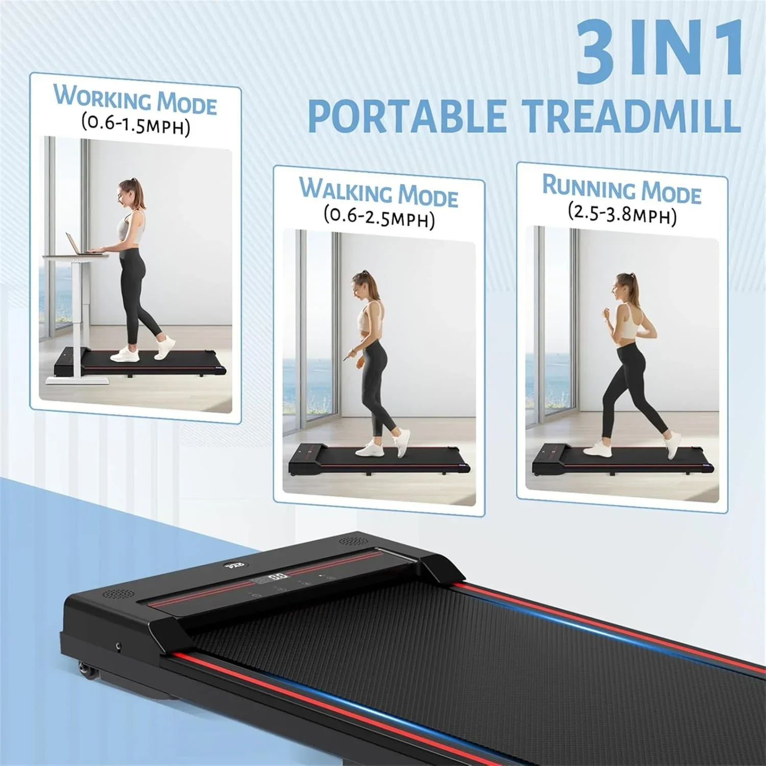 Tapis de marche vibrant Sperax avec application 3 en 1, tapis de marche sous bureau
