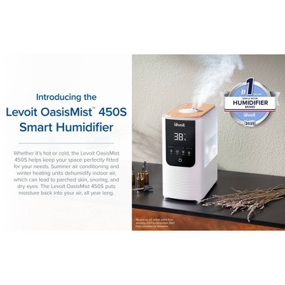 Levoit 4.5L Oasis Mist Smart Humidifier: Ultrasonic, Warm & Cool Mist, Bedroom Use, 300-500 sq. ft., No Filter Needed
